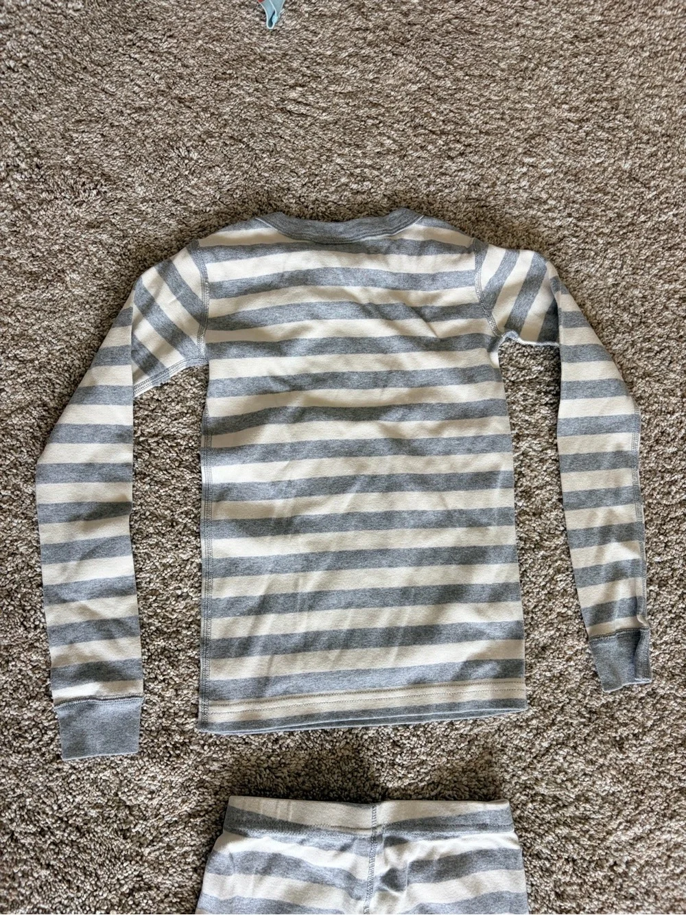 Hanna Andersson Gray & Cream Striped Long Sleeve Pajama Set